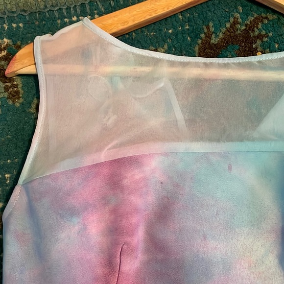 Zara Basics Opaque Yoke cotton candy tie-dye Geometric Mini Dress EUC - Picture 12 of 17